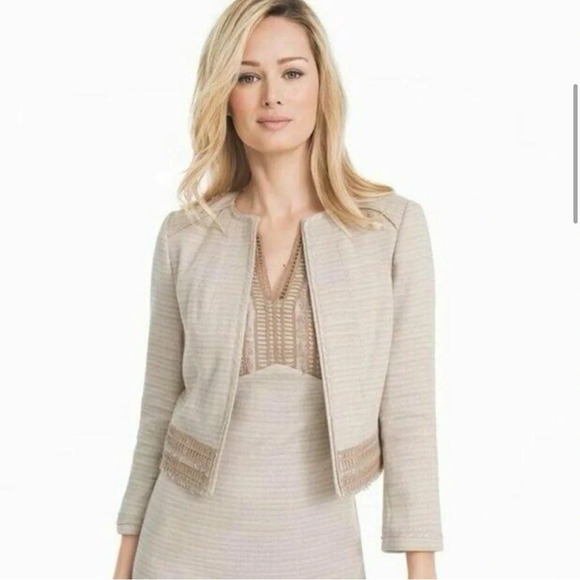 White House Black Market linen lace blend 2 piece dress jacket suit 12 - Picture 2 of 15